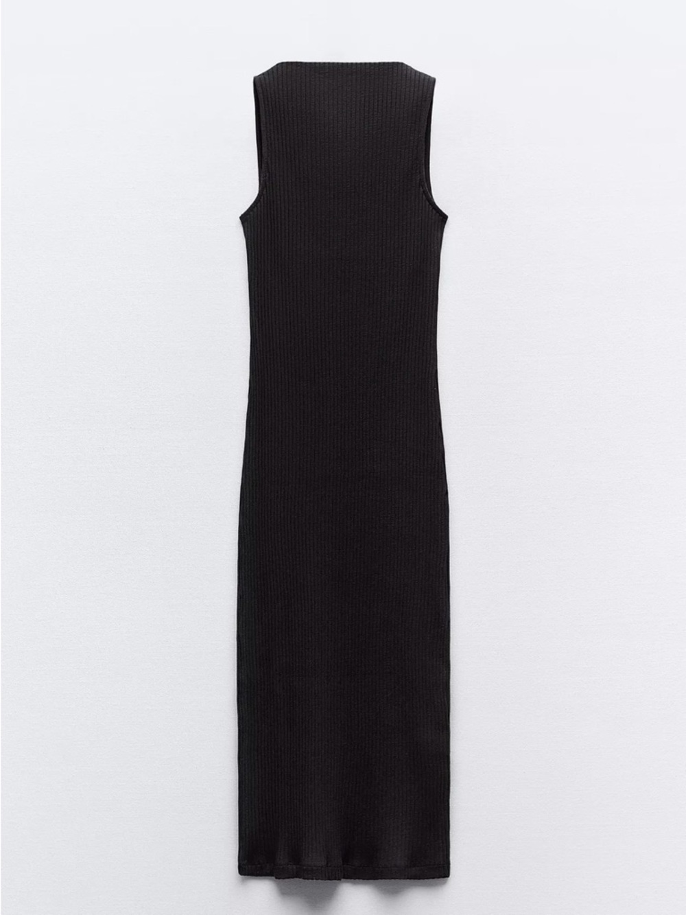Zara Black Ribbed Sleeveless Midi Dress